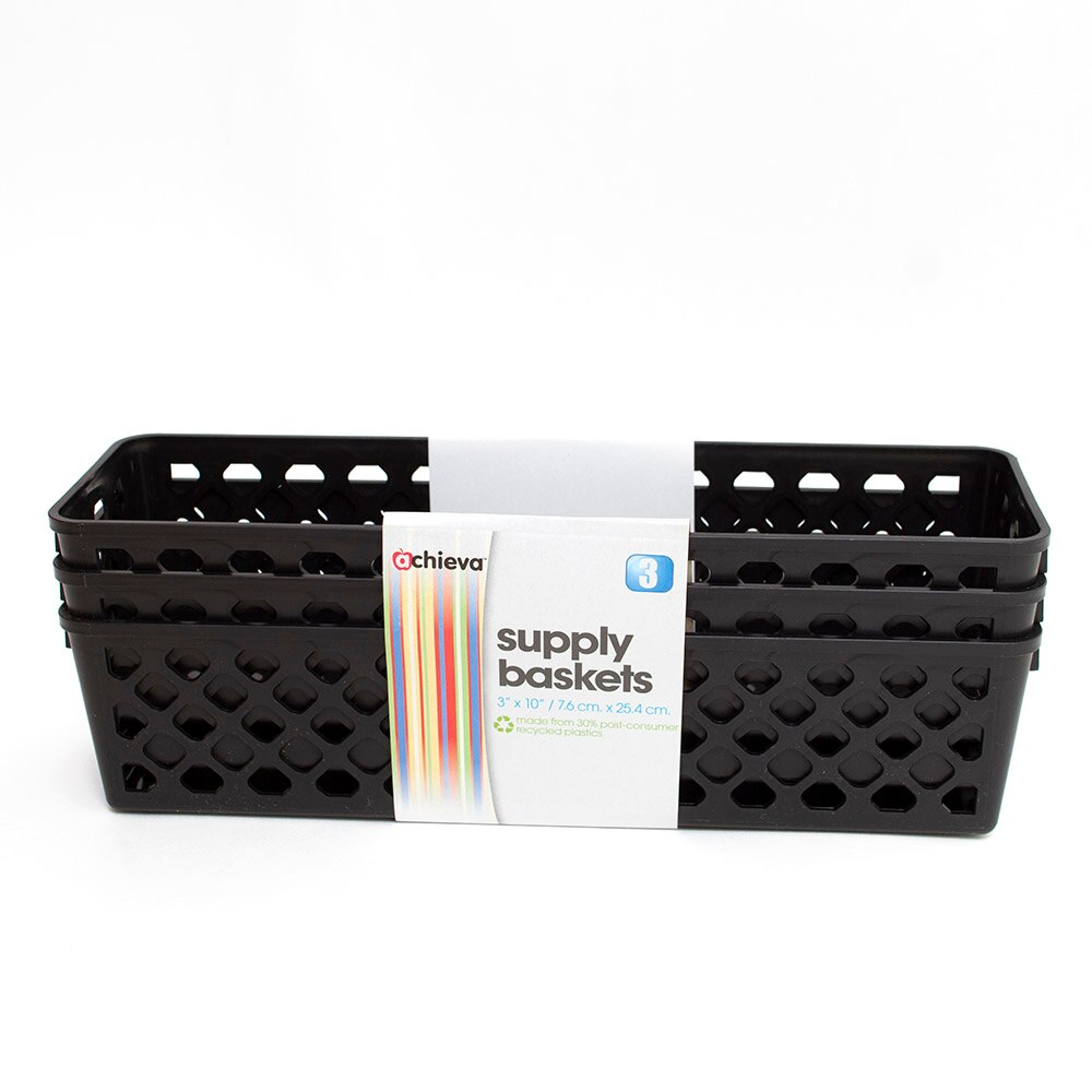 Black, Storage & Organization, Art & School, OIC, Achieva, Recycled, Supply basket, Long, 3 count, 2600